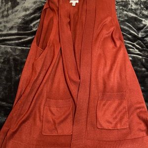 Rustic orange sleeveless cardigan
